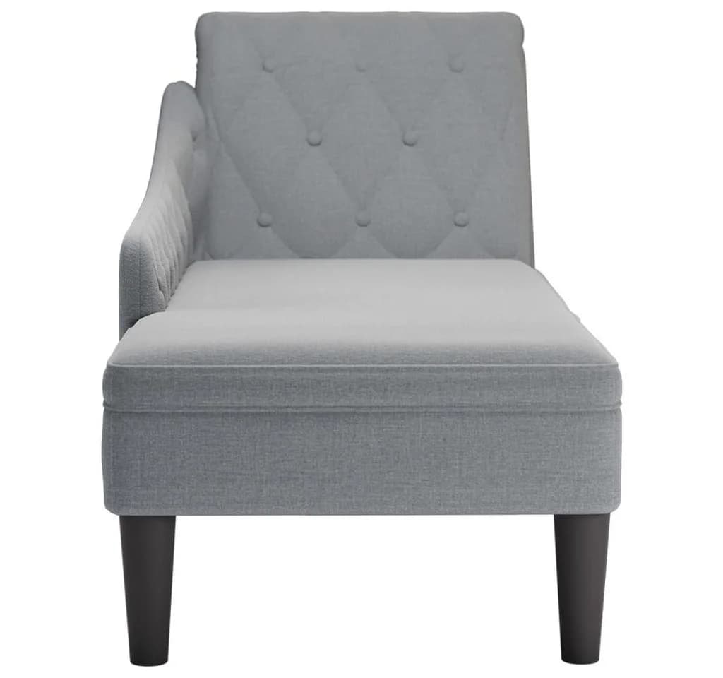 vidaXL Chaiselongue mit Kissen und Rechter Armlehne Hellgrau Stoff - Bild 4