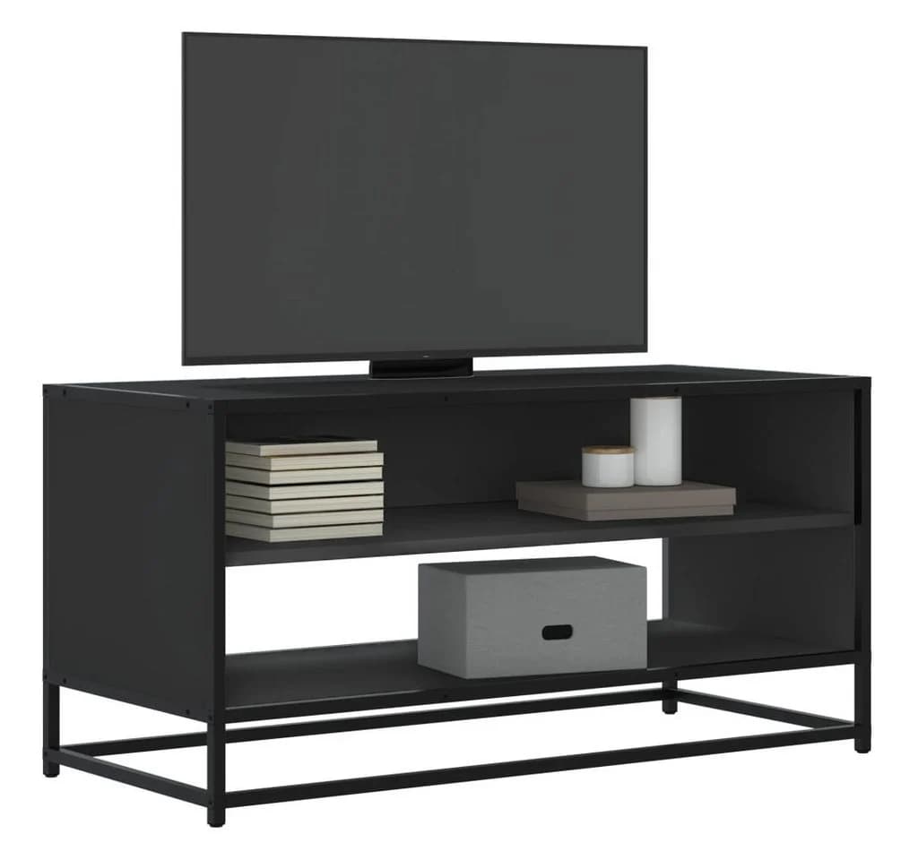 vidaXL TV-Schrank Schwarz Holzwerkstoff Metall Industrial Design