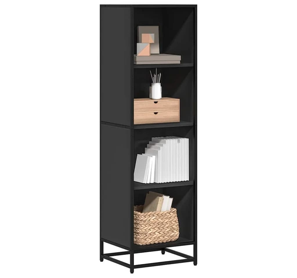 vidaXL Bücherregal Schwarz Metallgestell Holzwerkstoff Modern