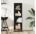vidaXL Bücherregal Schwarz Metallgestell Holzwerkstoff Modern Bild 3