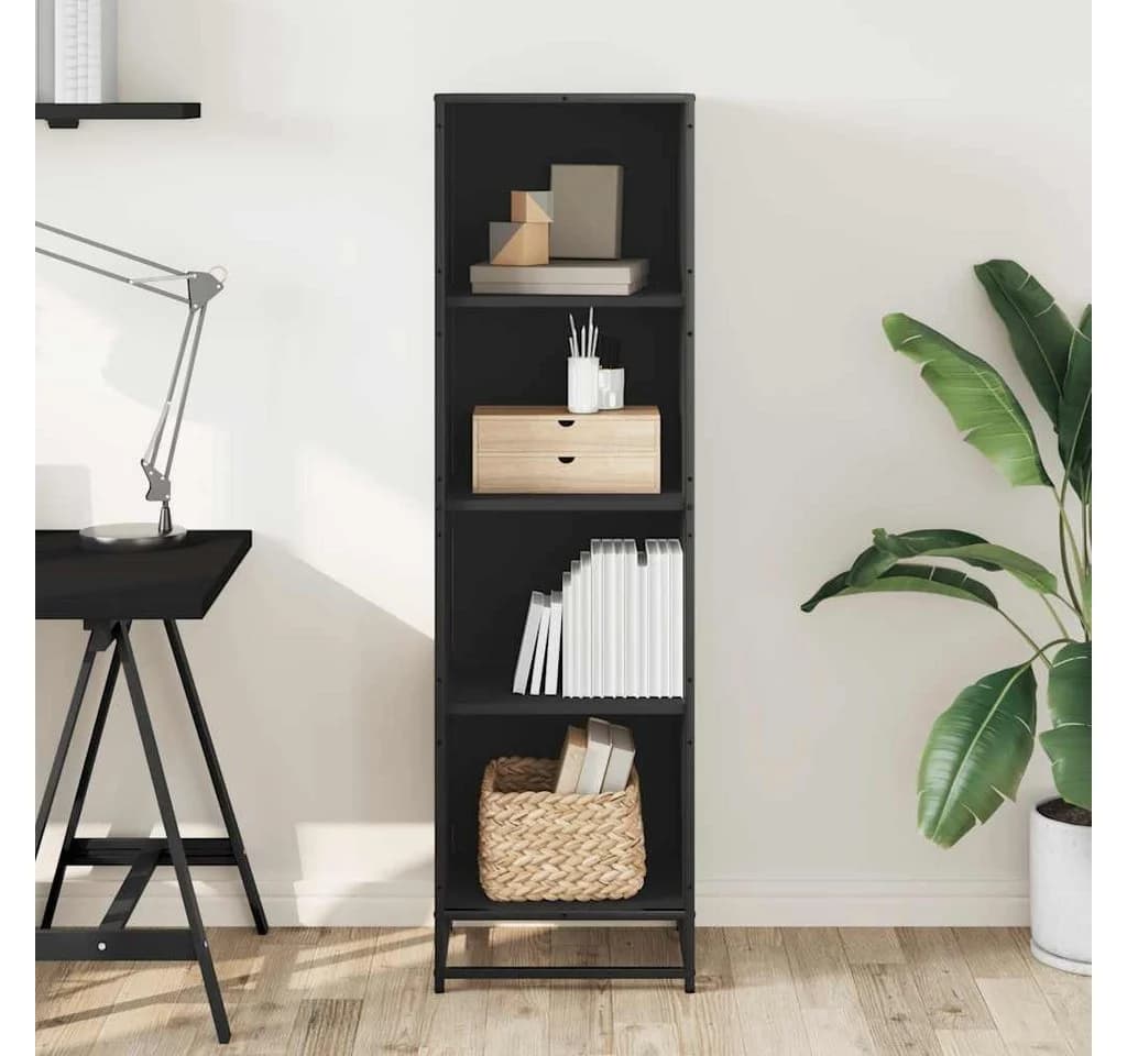 vidaXL Bücherregal Schwarz Metallgestell Holzwerkstoff Modern - Bild 3