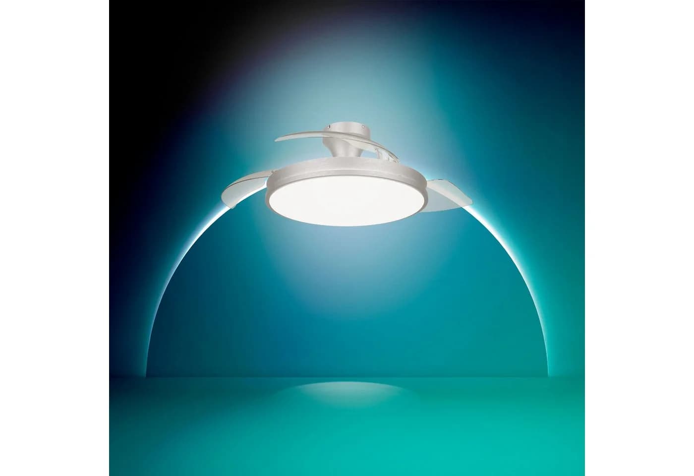 Philips Atlas LED Deckenleuchte mit Ventilator, einziehbare Rotorblätter, grau