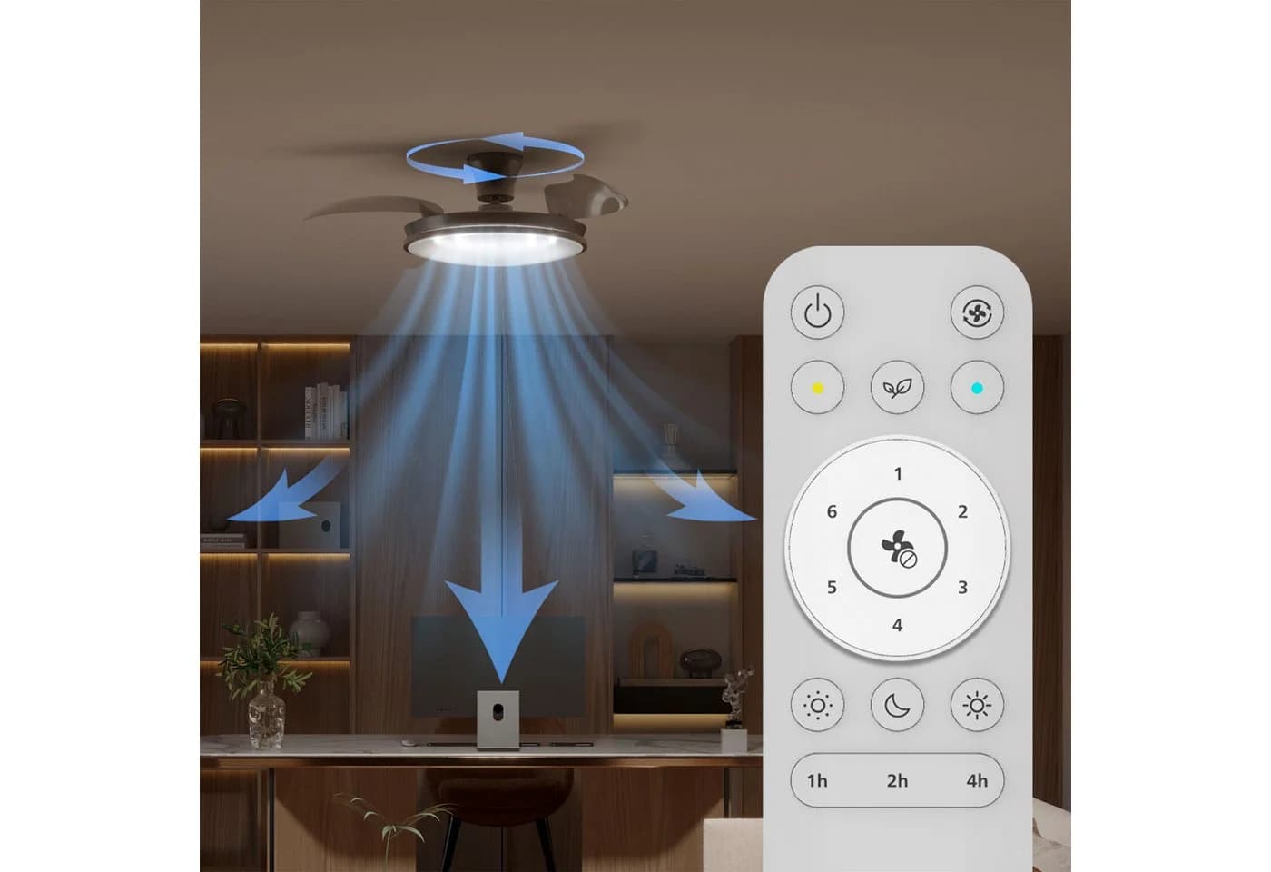 Philips Atlas LED Deckenleuchte mit Ventilator, einziehbare Rotorblätter, grau - Bild 4