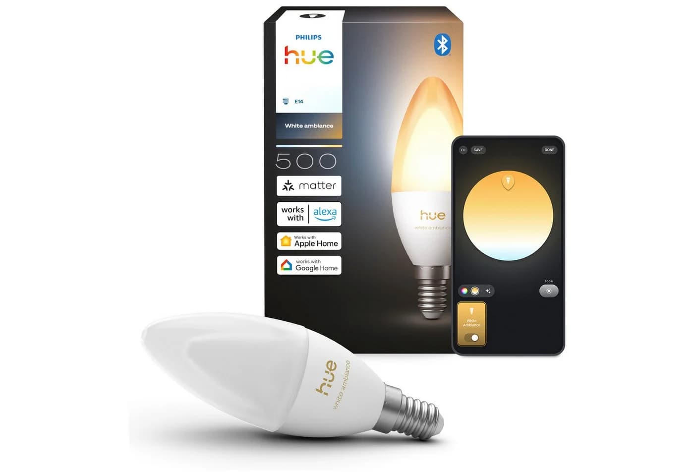 Philips Hue Smarte Kerzenlampe E14 White Ambiance 500lm - Bild 2