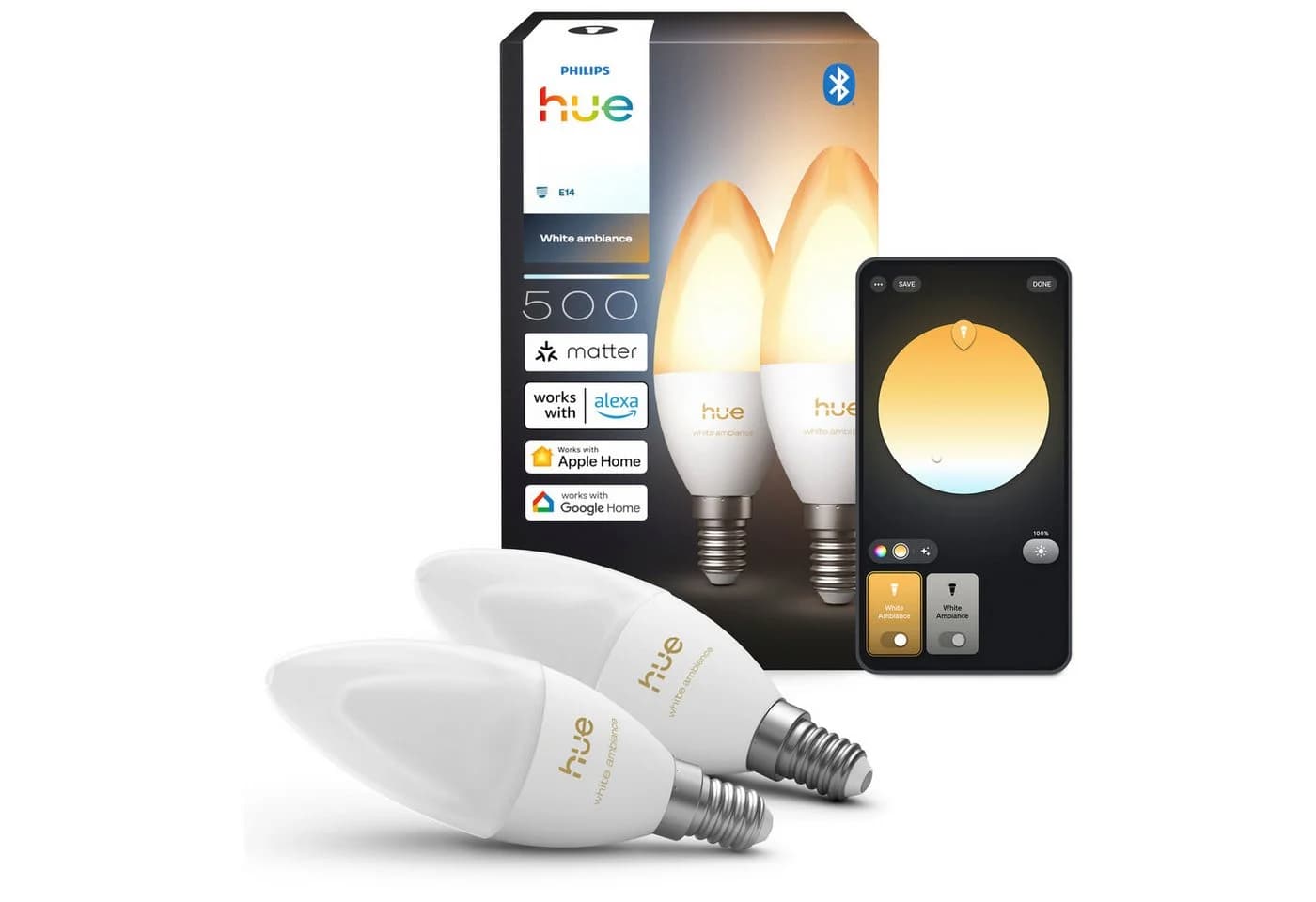 Philips Hue Smarte Kerzenlampe E14 White Ambiance 500lm - Bild 2