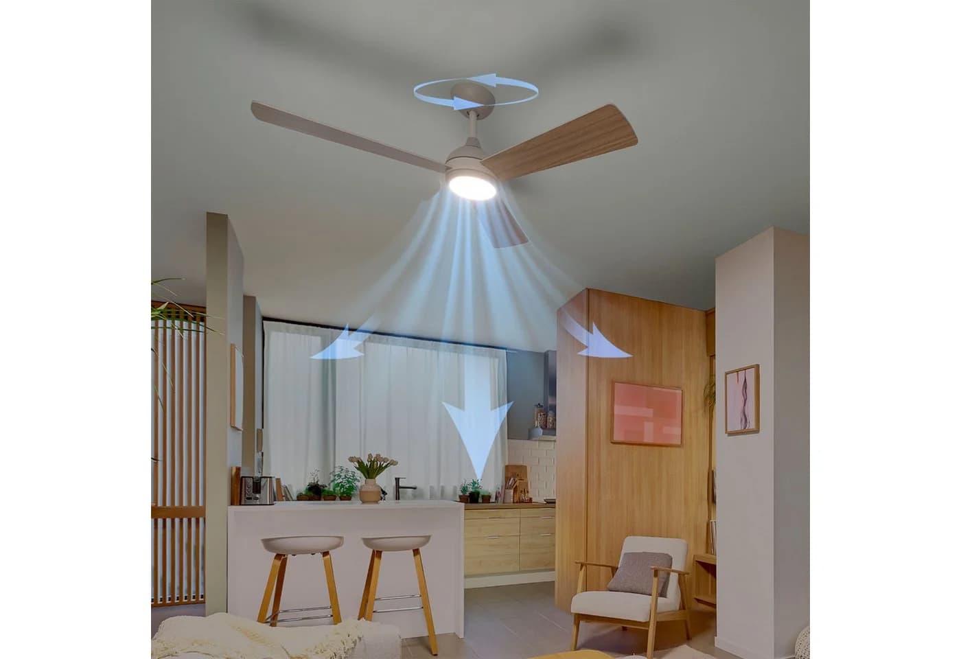 Philips Civx Deckenventilator mit LED, dimmbar, 132cm, schwarz-braun - Bild 3