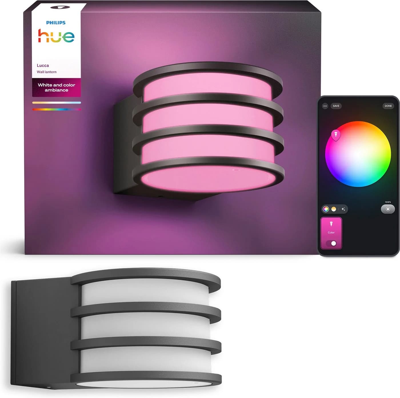 Philips Hue LED Außen-Wandleuchte Lucca Grau Smart Home - Bild 3