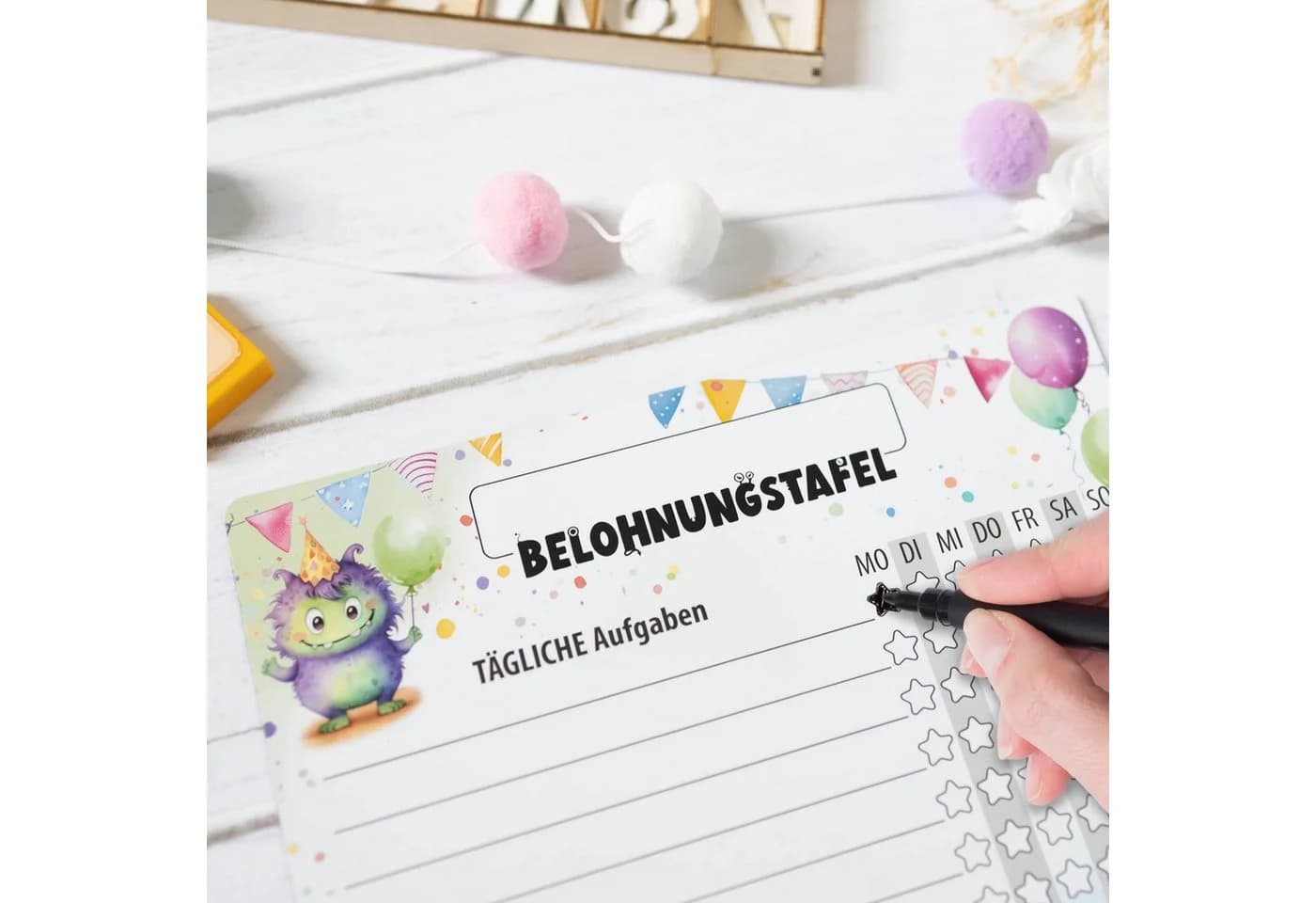 TOBJA Belohnungstafel Monster für Kinder, A4 magnetisch, Töpfchentraining und Alltagsroutinen im Monster Design - Bild 5