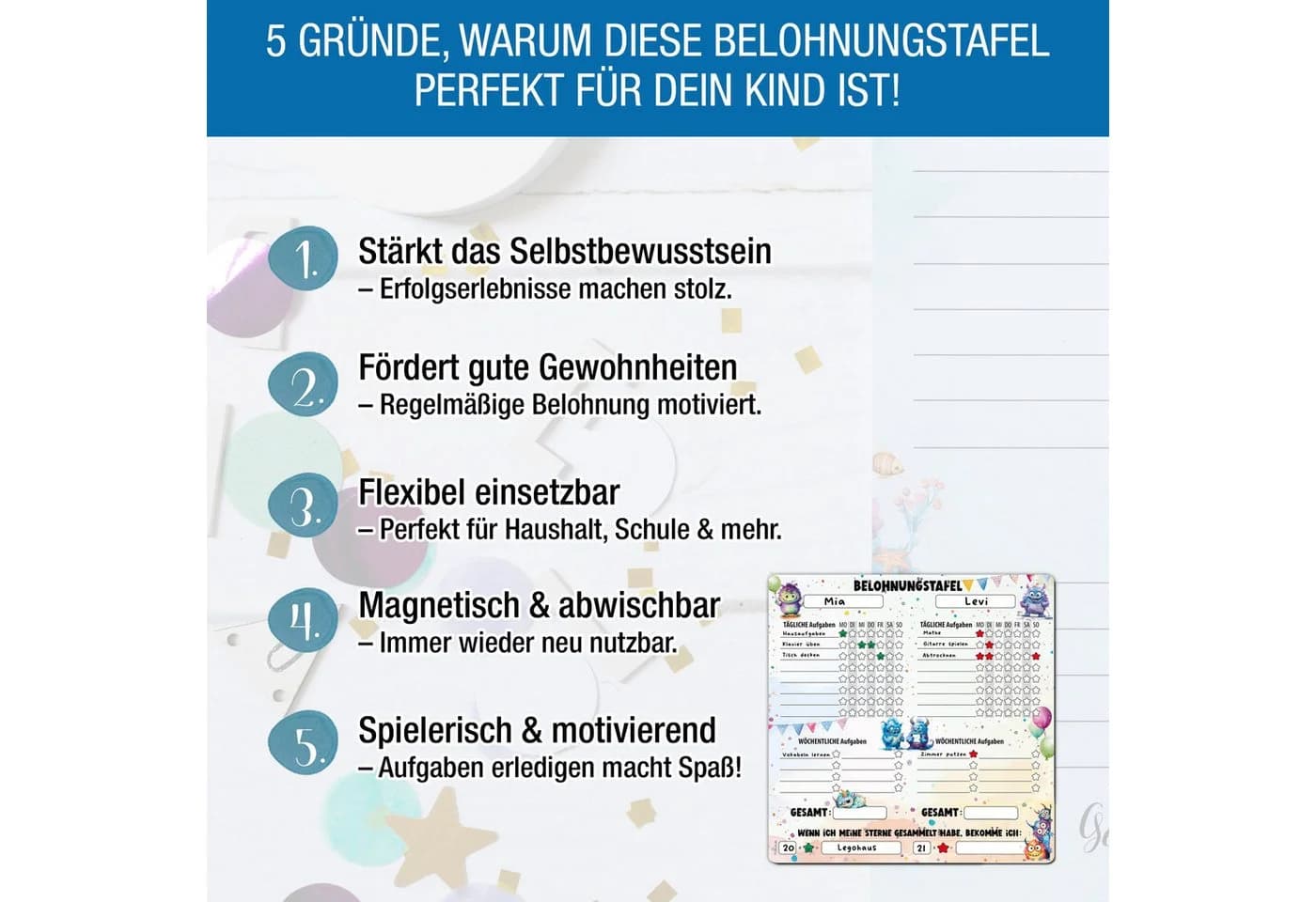 TOBJA Magnettafel Monster Bunt/Weiß 30x30 cm