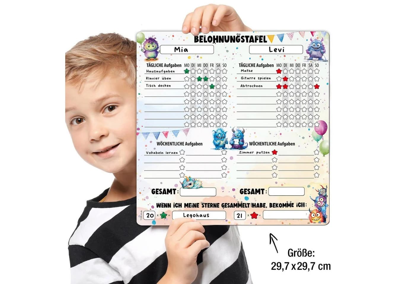 TOBJA Magnettafel Monster Bunt/Weiß 30x30 cm - Bild 3