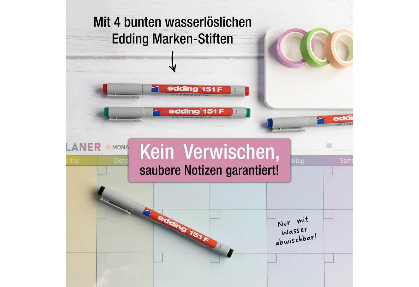 TOBJA Wandtafel A3 selbsthaftender Monatsplaner abwischbar inkl. Stifte - Bild 5