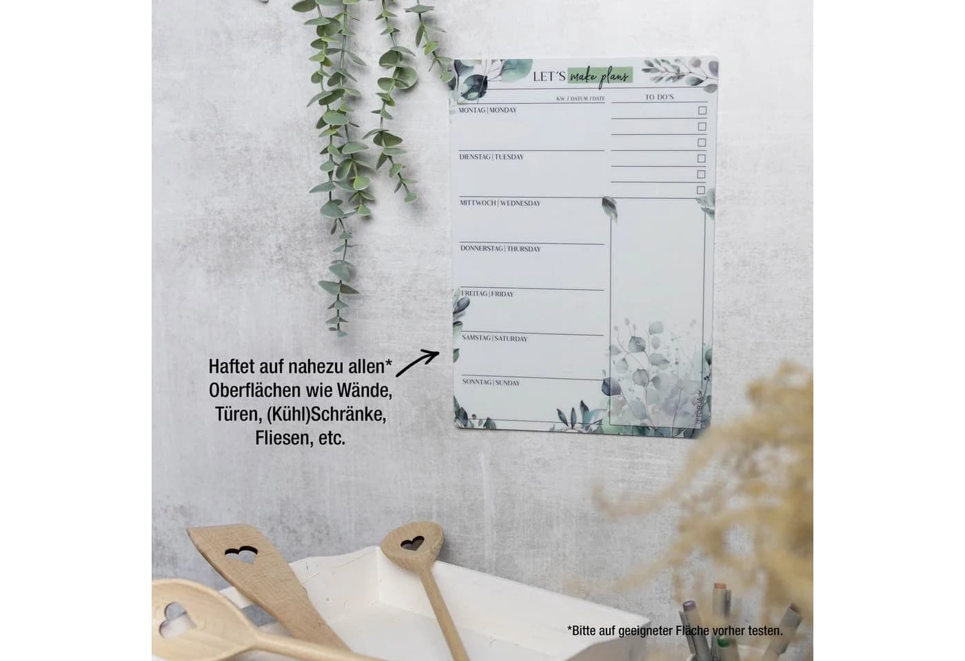 TOBJA Memoboard Menüplaner Woche abwischbar inkl. Stift - Bild 4