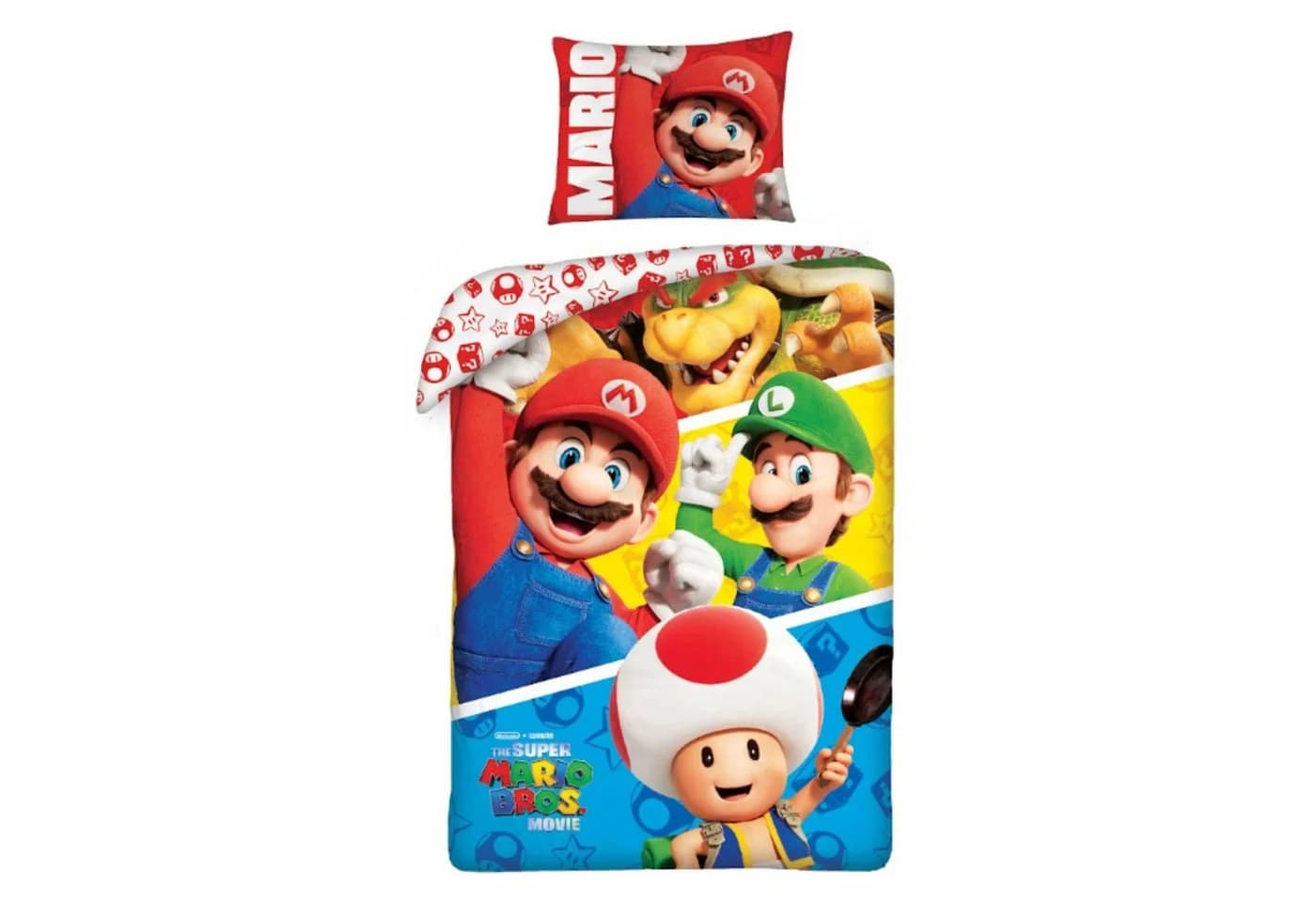 Super Mario Bettwäsche-Set 140x200 cm + Kissenbezug 60x70 cm, Mikrofaser, Bunt