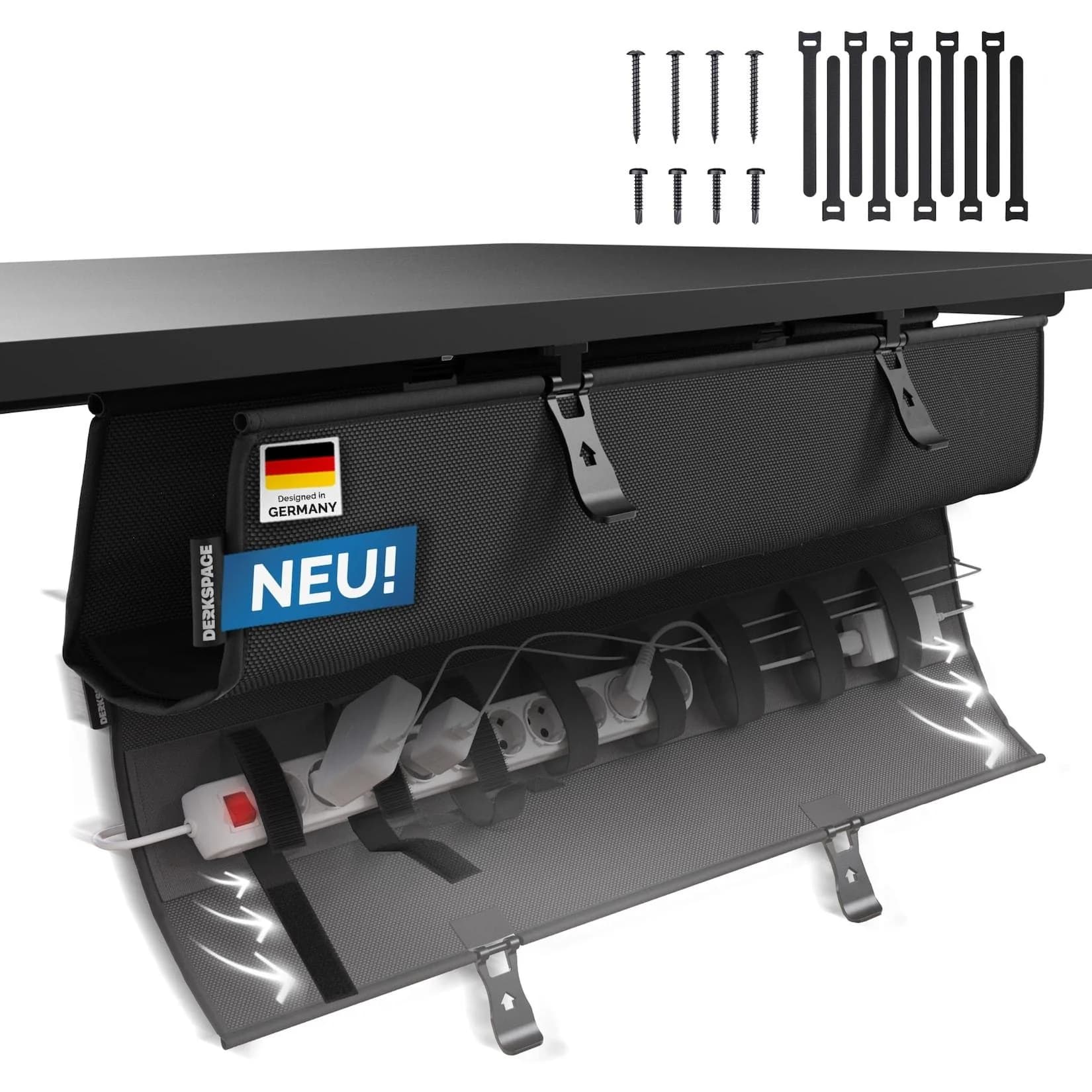 DESKSPACE Kabelwanne Schwarz 90cm