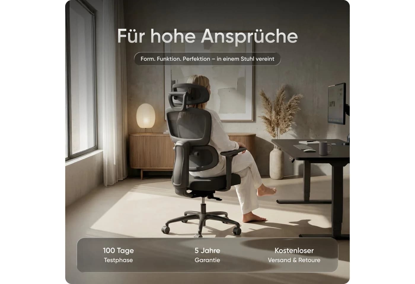DESKSPACE Move Pro Bürostuhl Netzrücken 3D-Armlehnen Ergonomisch - Bild 2