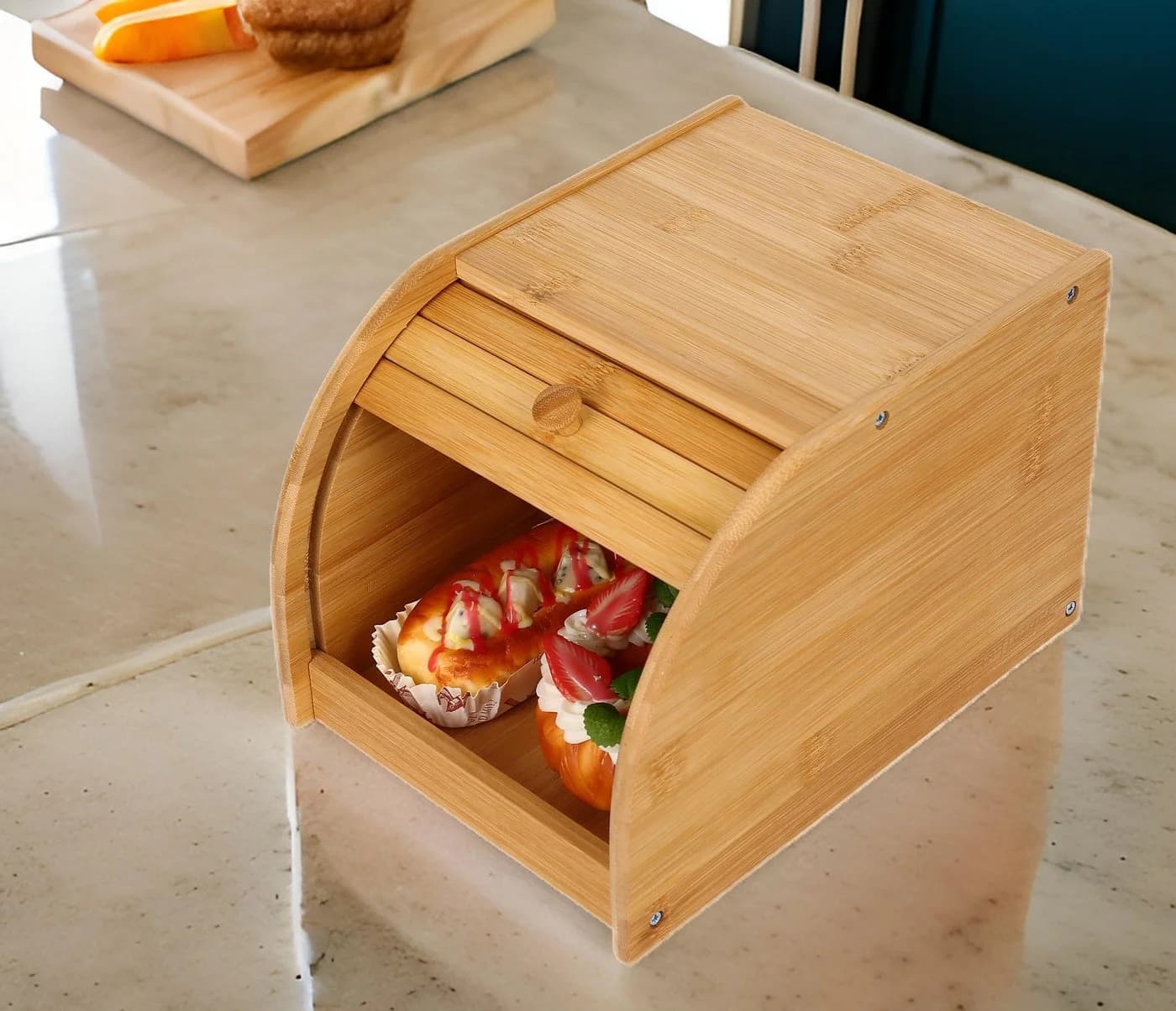 Cheffinger Rollbrotkasten aus Holz Braun - Bild 5