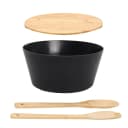 Cheffinger Bambus Salatschüssel Set 4-tlg. mit Besteck & Deckel Bild 1