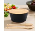 Cheffinger Bambus Salatschüssel Set 4-tlg. mit Besteck & Deckel Bild 4