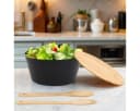 Cheffinger Bambus Salatschüssel Set 4-tlg. mit Besteck & Deckel Bild 5
