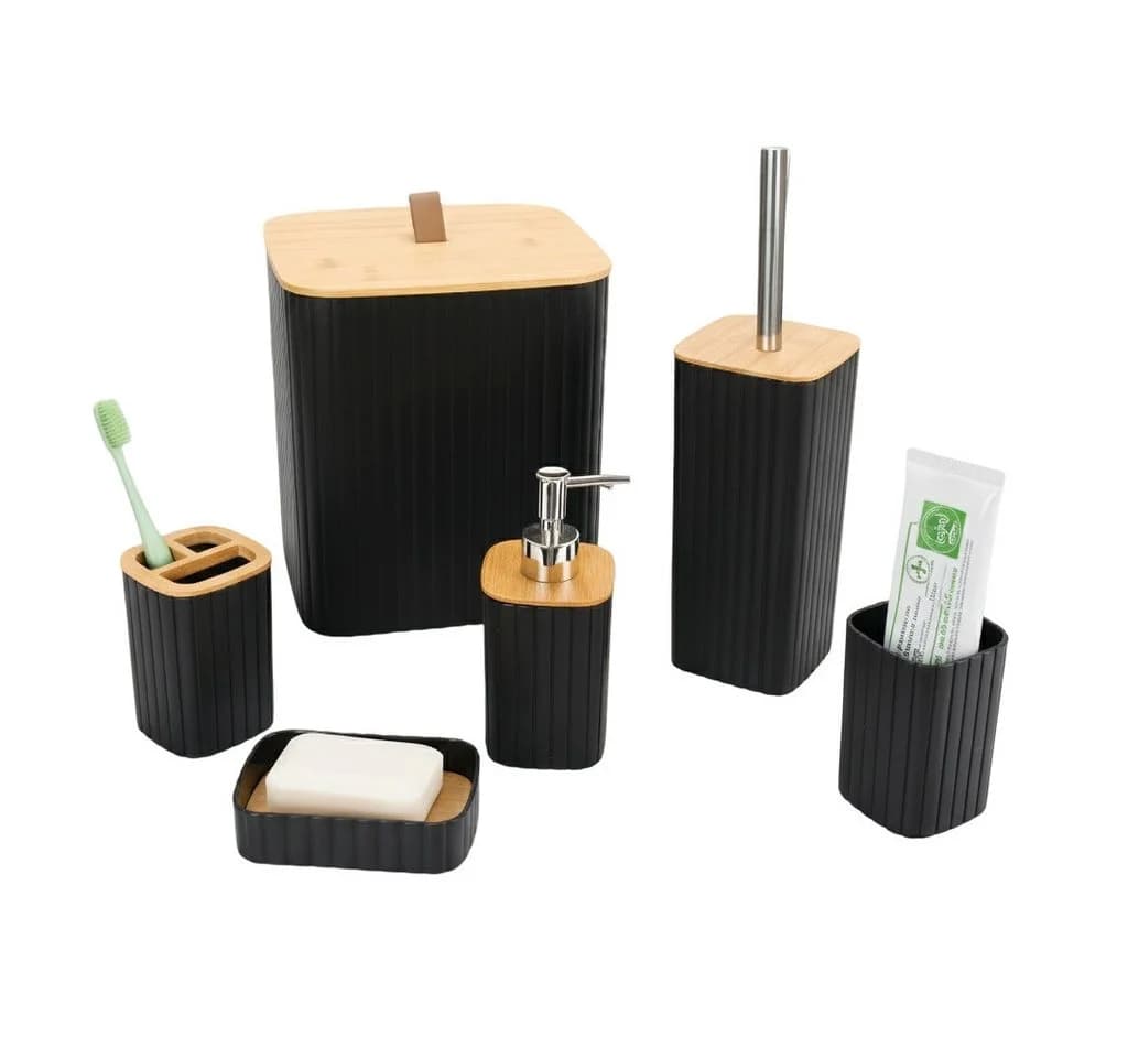 Cheffinger Badaccessoire-Set 6-tlg. Schwarz - Bild 2
