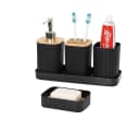 Cheffinger Badaccessoire-Set 5-tlg. Seifenspender Zahnputzbecher Schwarz Bild 2