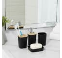 Cheffinger Badaccessoire-Set 5-tlg. Seifenspender Zahnputzbecher Schwarz Bild 5