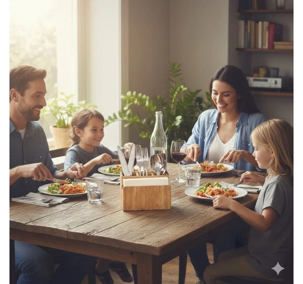 Cheffinger Besteckhalter Organizer aus Akazienholz mit 4 Fächern - Bild 4