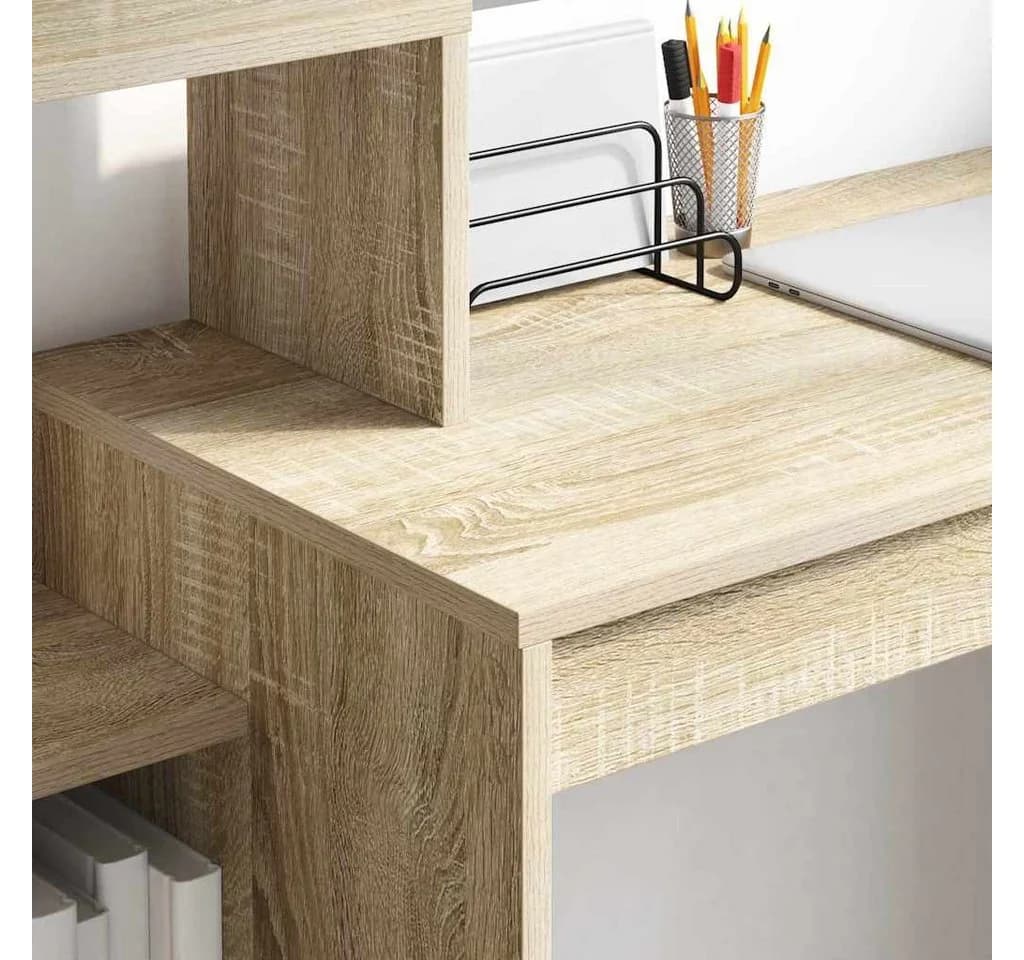 vidaXL Schreibtisch Sonoma-Eiche Holzwerkstoff mit Regal - Bild 4