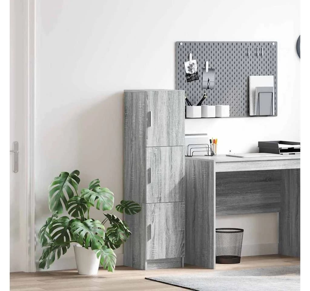 vidaXL Highboard Grau Modern 3 Türen Holzwerkstoff
