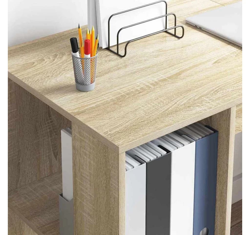 vidaXL Schreibtisch Sonoma-Eiche Holzwerkstoff mit Stauraum - Bild 4