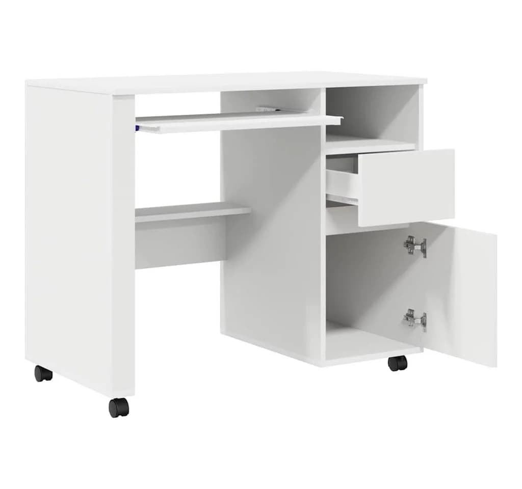 vidaXL Schreibtisch mit Rollen Weiß Holzwerkstoff - Bild 5