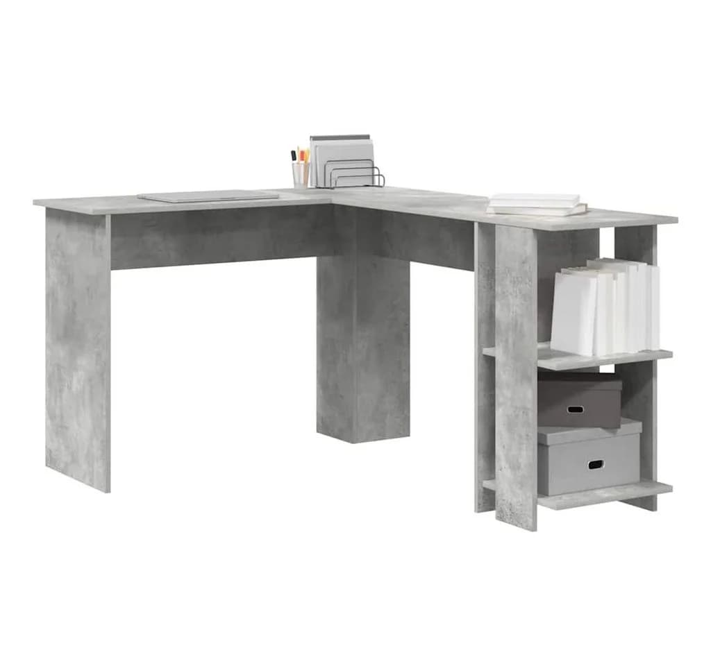 vidaXL Eckschreibtisch Beton Grau mit Regal Holzwerkstoff - Bild 3