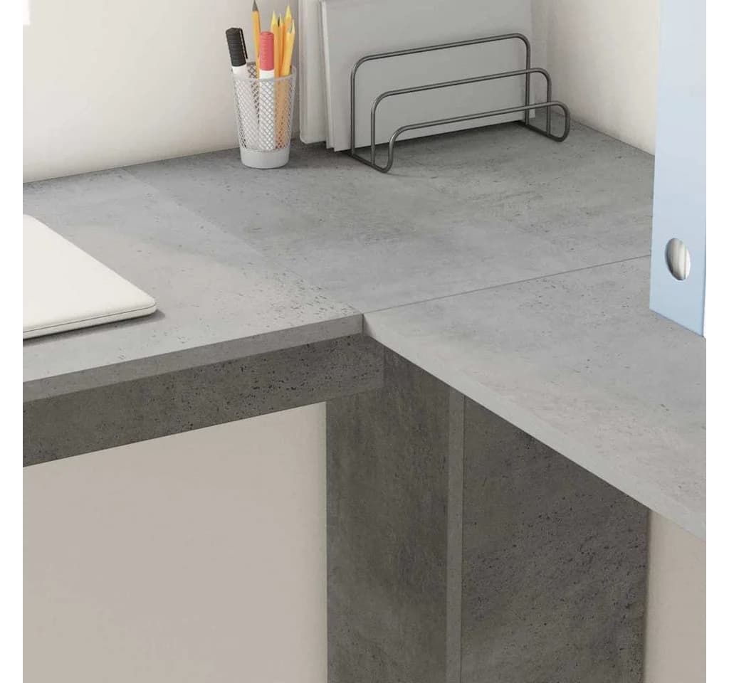 vidaXL Eckschreibtisch Beton Grau mit Regal Holzwerkstoff - Bild 4
