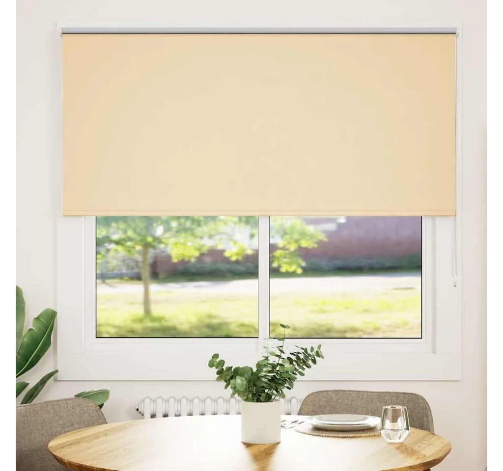vidaXL Verdunkelungsrollo Beige Polyester mit Klemmträgern