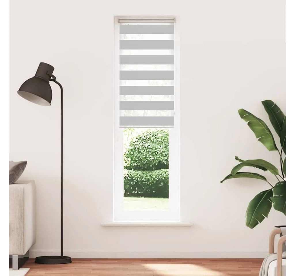 vidaXL Doppelrollo Hellgrau 60x200 cm Polyester Sichtschutz