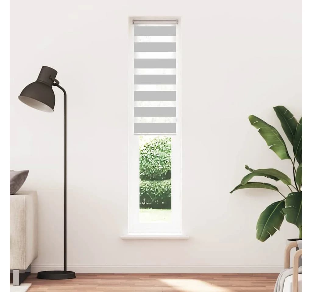 VIDAXL Doppelrollo Zebra-Rollo Hellgrau Polyester