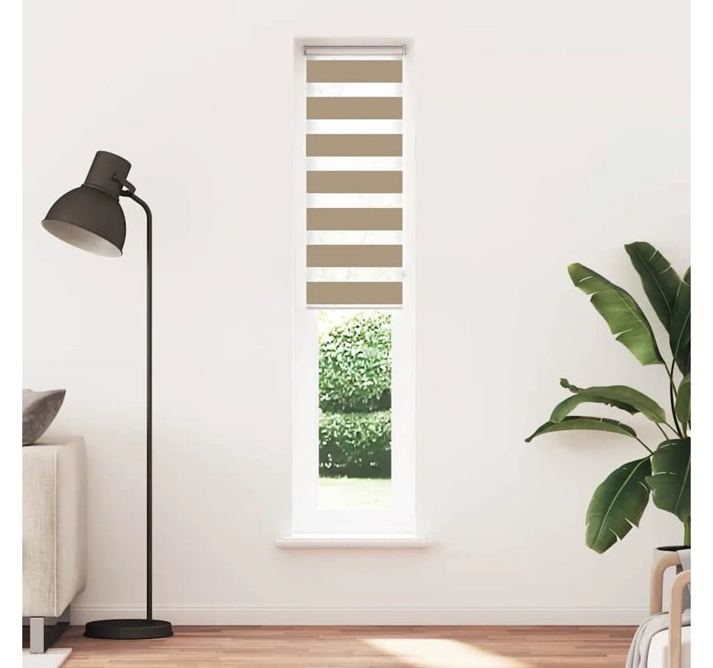 VIDAXL Doppelrollo Sandbraun 40x200 cm Polyester Zebra-Jalousie