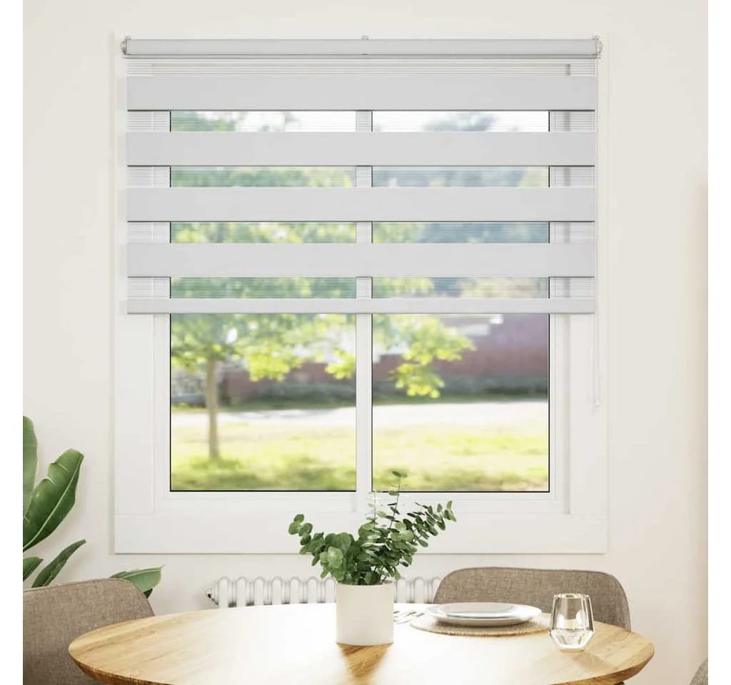 VIDAXL Doppelrollo Weiß 130x150 cm Sichtschutz Polyester