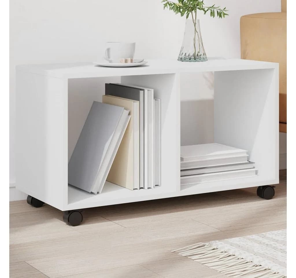 vidaXL Beistelltisch Rollschrank Weiß Holzwerkstoff