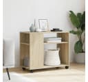 vidaXL Beistelltisch mit Rollen Sonoma Eiche Holzwerkstoff Bild 3