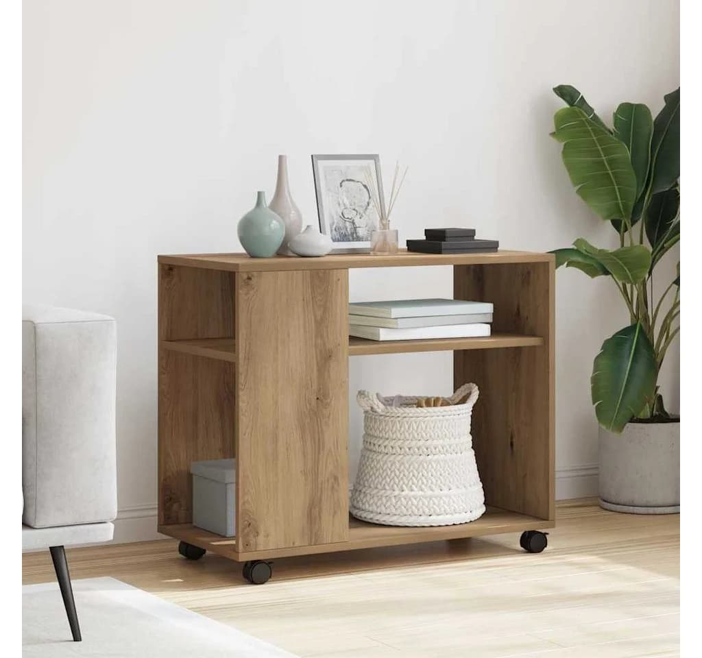 vidaXL Beistelltisch mit Rollen Artisan-Eiche Holzwerkstoff - Bild 3