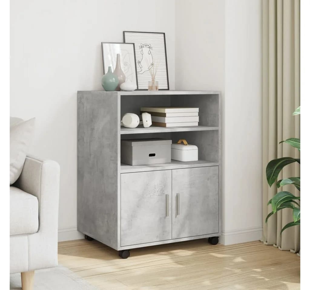 vidaXL Rollschrank Aktenschrank Betongrau Holzwerkstoff