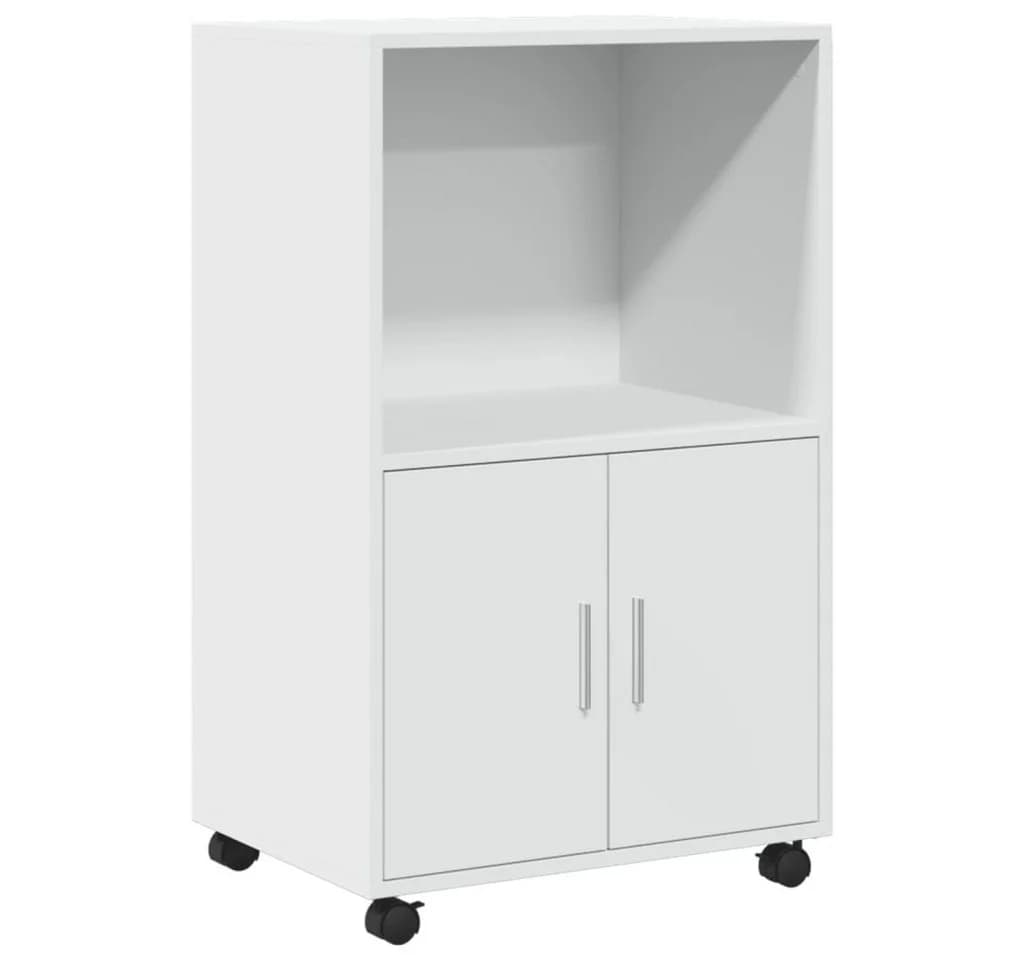 vidaXL Rollschrank Weiß Holzwerkstoff mit Lenkrollen - Bild 2