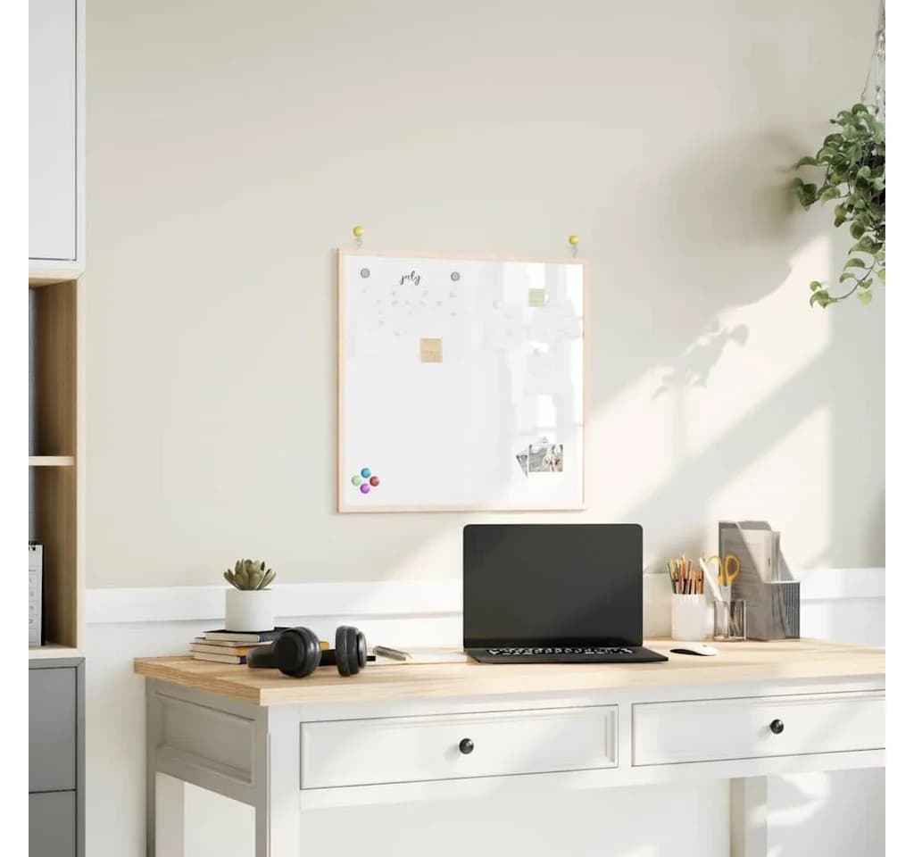 vidaXL Magnetisches Whiteboard mit Kiefernholzrahmen Weiß
