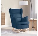 vidaXL Schaukelsessel Blau Stoff Gummibaumholz Bild 1