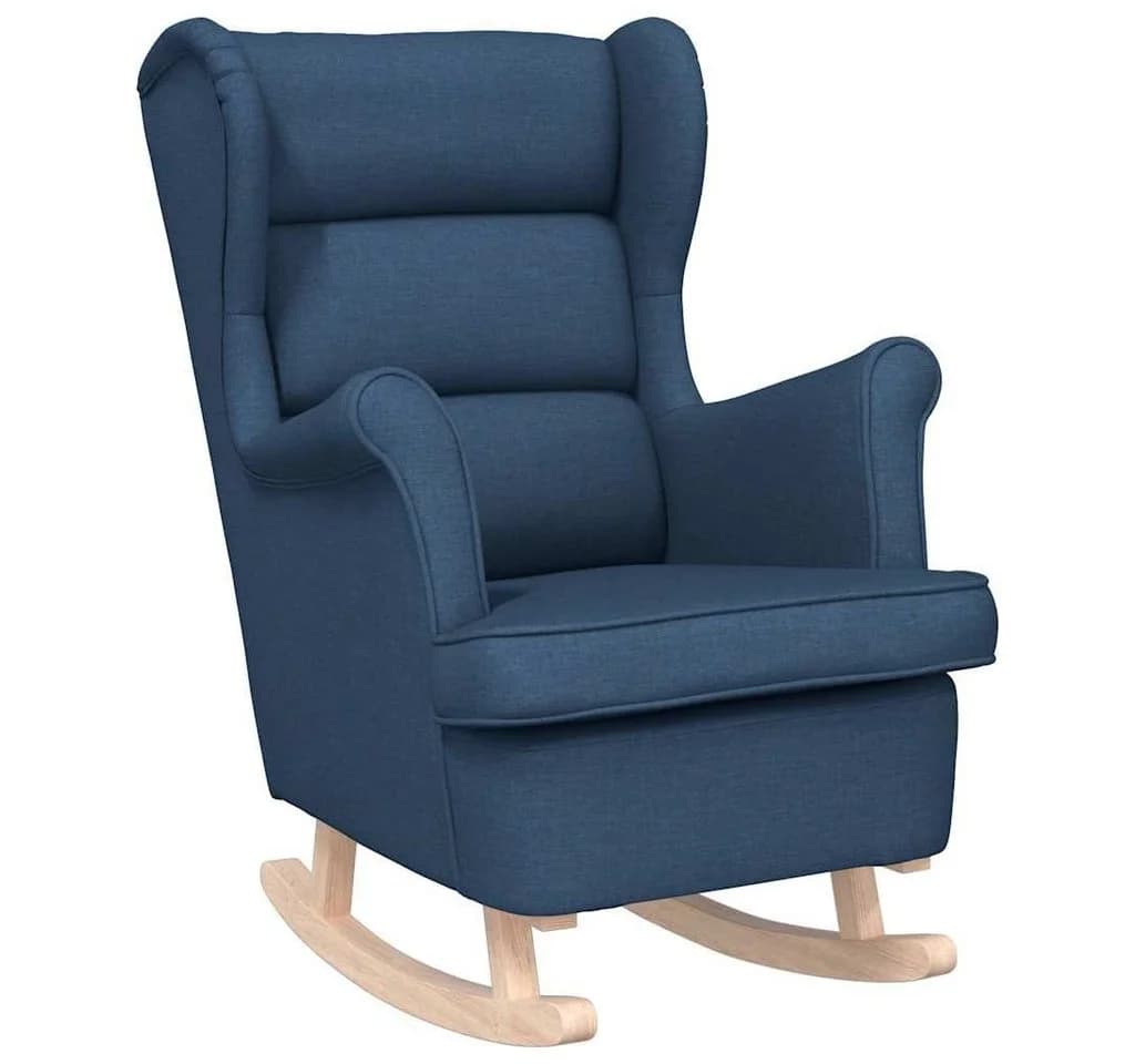 vidaXL Schaukelsessel Blau Stoff Gummibaumholz - Bild 2