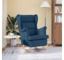 vidaXL Schaukelsessel Blau Stoff Gummibaumholz Bild 3