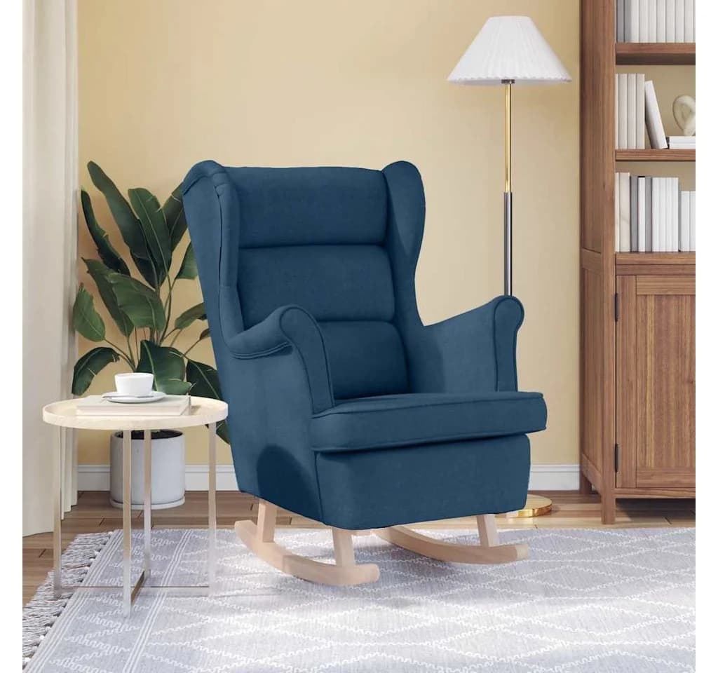 vidaXL Schaukelsessel Blau Stoff Gummibaumholz - Bild 3