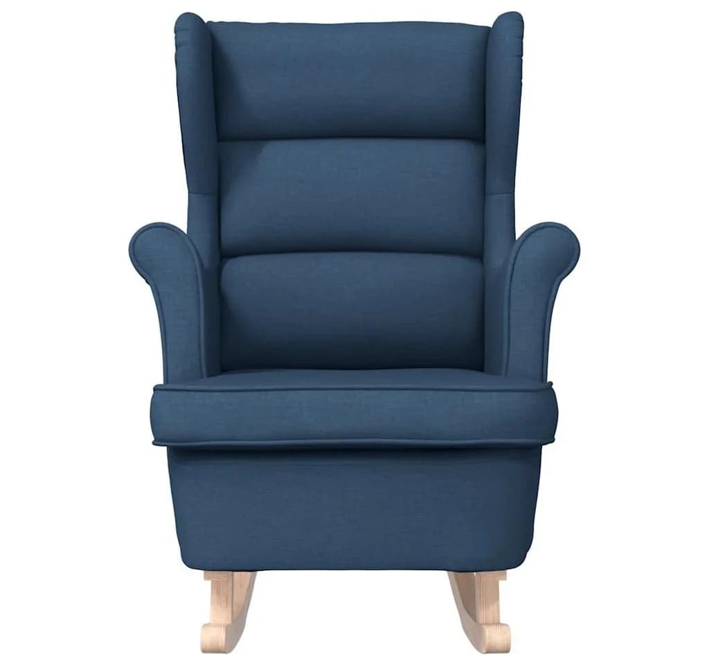 vidaXL Schaukelsessel Blau Stoff Gummibaumholz - Bild 4