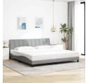 vidaXL Bettgestell Hanko Hellgrau 200x200 cm Stoff Bild 1